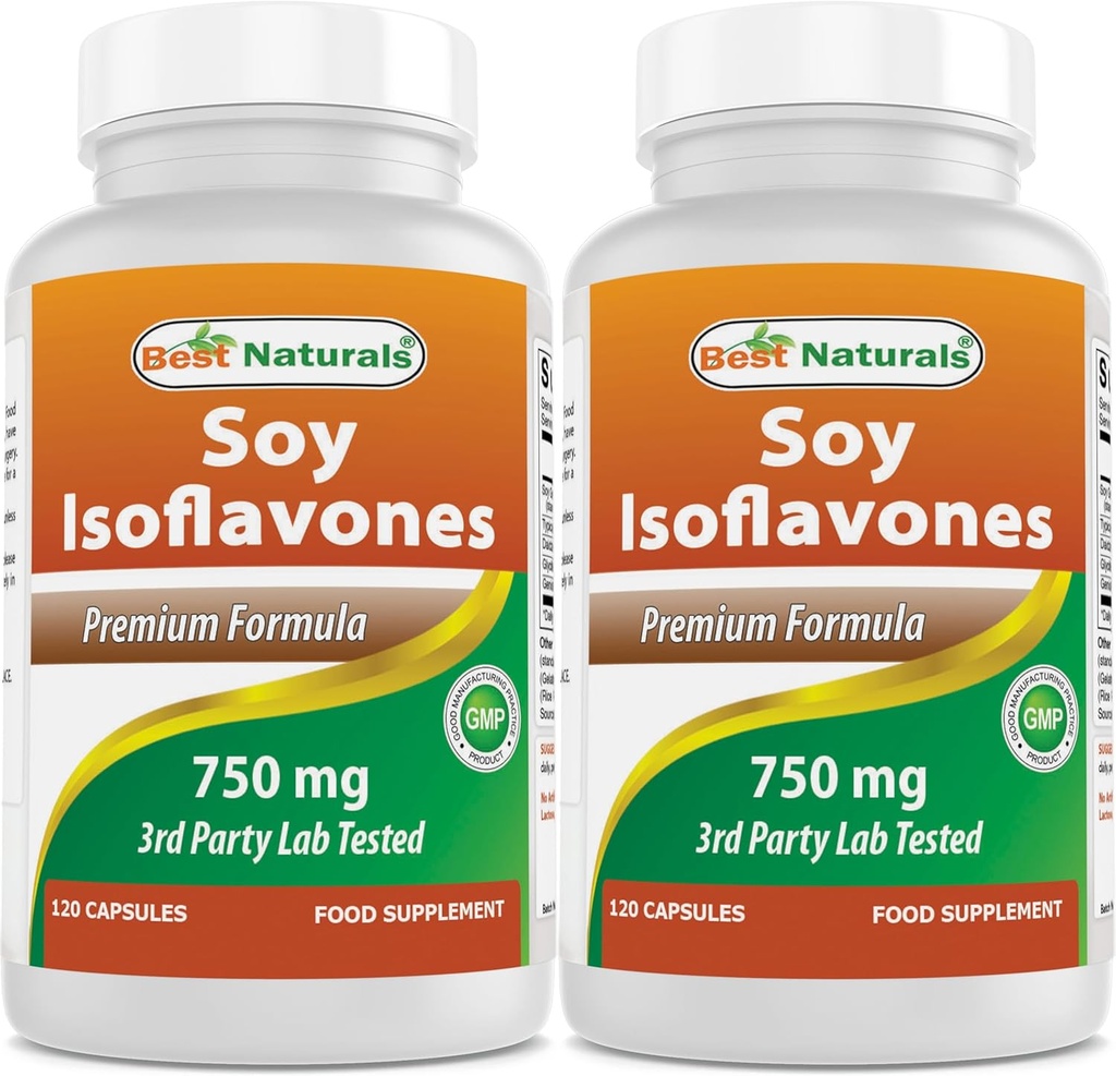 Best Naturals Soy Isoflavones 750 mg 120 Capsules (120 个计数(2包))