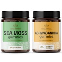 HERBAMAMA Sea Moss and Ashwagandha Kit - Bundle of 1600 mg Sea Moss with Bladderwrack & Ashwagandha Root Gummies - Vegan, Non-GMO, Gelatin-Free - 2 Pack