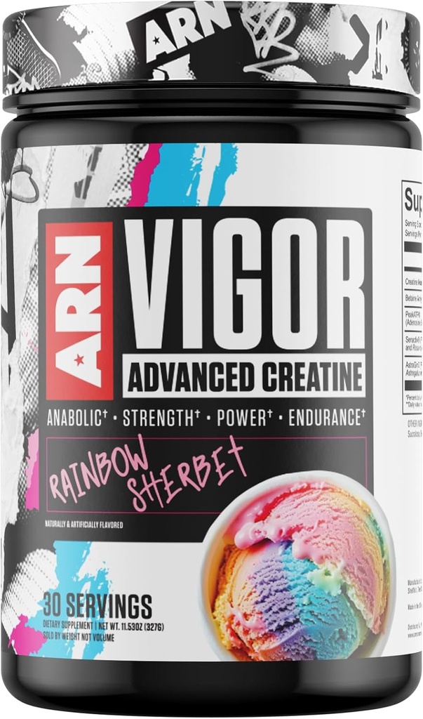 Arms Race Nutrition | ARN | Vigor Advanced Creatine Formula (30 Servings, Rainbow Sherbet)