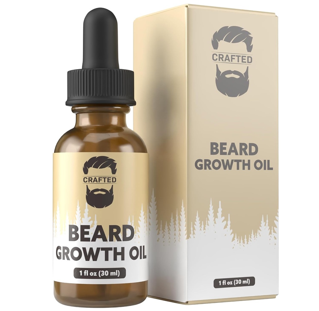 Crafted Beard Growth Oil Serum - 1 fl Oz - Unscented - Membantu Tumbuh Beard Tebal, Meningkatkan Kesehatan Beard, Fills in Thin dan Patchy Spots - (1 Pack)