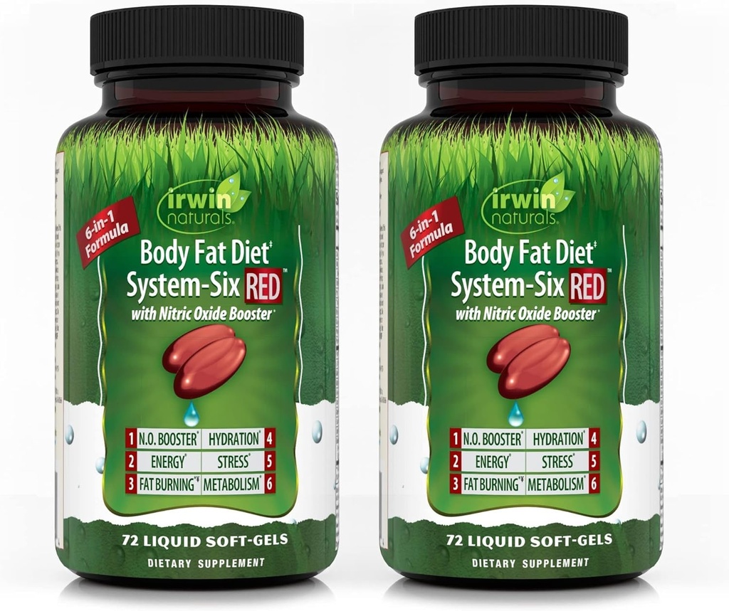 Irwin Naturals Body Fat Diet System-Six RED – 72 Liquid Soft-Gels - 2 Pack