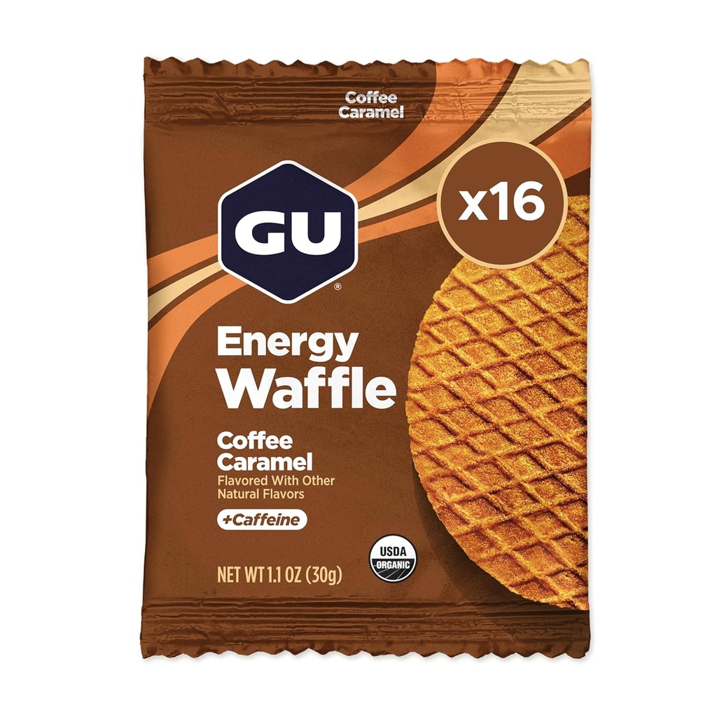 GU Energy Stroopwafel Caramel Kahve Spor Beslenme Waffle, Caffeine Dahil ve Kosher Süt, Herhangi Bir Çalışma için Saat 16