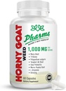 PHARMS Hornygoatweed for menn og kvinner (1 000 mg) - Energi og utholdenhet kapsler med Maca Root, Tribulus, Tongkat Ali, Sag Palmetto & Ginseng - Kvinne & mannlig ytelse Enhancement Supplement - 60 Kapsler