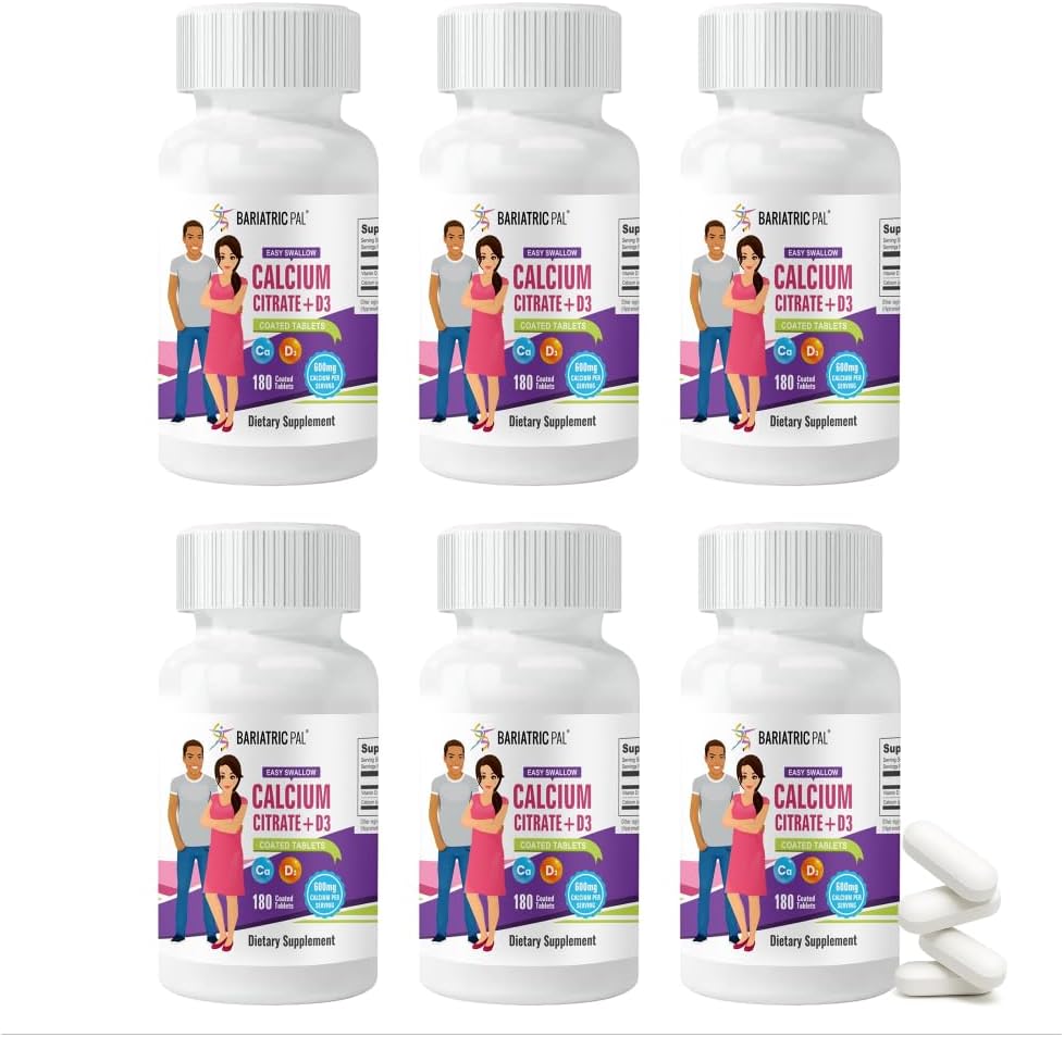 BariatricPal lett Svelge kalsiumcitrat (600mg) og D3 belagte tabletter (180-dagers forsyning)