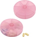 Portable Weekly Pill Organizators 7 Day Pills Konteiners, Round Pill Case Travel Friendly, Daily Week Pill Reminder Case, BPA-free Vitamīns, Papildinājums, Zivju eļļa, Medication Planner (Rozā)