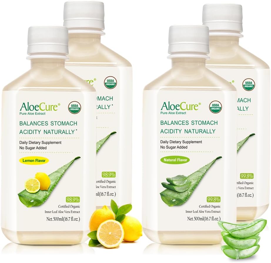 AleCure Orgue Alo Vera Juice - Paquet d'exemples d'Amppa - Llimona & Natural Flavor, 4x500ml