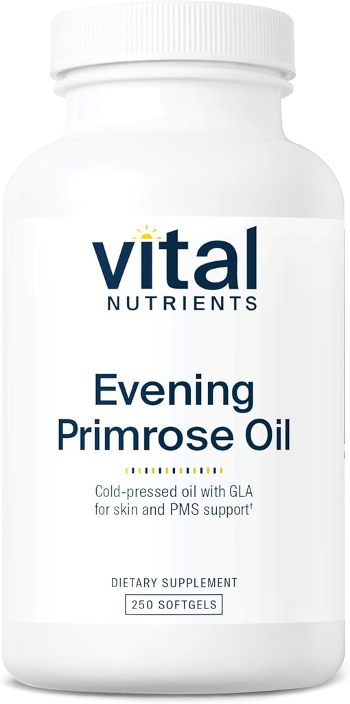 Vital Nutrients Evening Primrose Oil 1000mg | Primrose Supplement for Women | GLA Omega-6 Fatty Acid for Skin and PMS Support* | Gluten, Dairy, Soy Free | Non-GMO | 250 Softgels