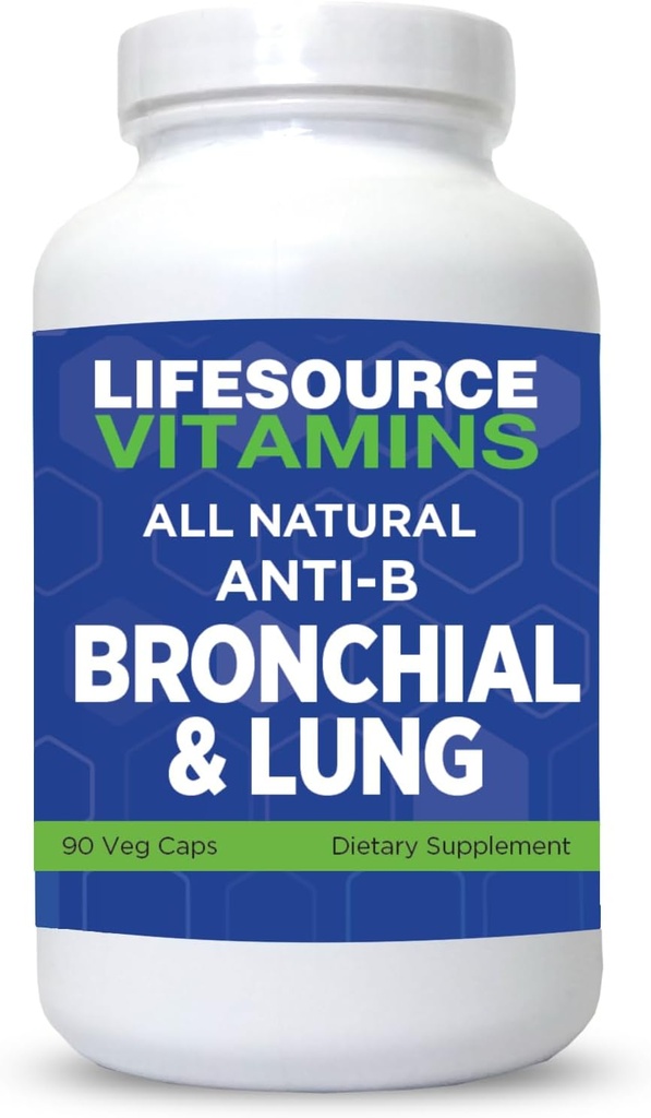 LifeSource Vitaminas todo o suporte natural anti-B Bronquial e pulmão – 14 Todos os ingredientes naturais - 90 Cápsulas - Fórmula proprietária