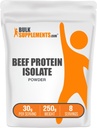 Bulk Supplements.com Beef Protein biệt lập Powder - Lactose Free Protein Powder, Beef Protein Powder - Unfivaored & Gluten Free, 30g/ Phục vụ, 250g (8,8z) (Pack of 1)