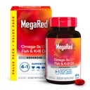 Megared Omega-3 Fish Oil + High Absorption Krill Oil 500mg Softgels, MegaRed Advanced 4in1 (80 count in a bottle) Concentrated Omega-3 Fish & Krill Oil Supplement