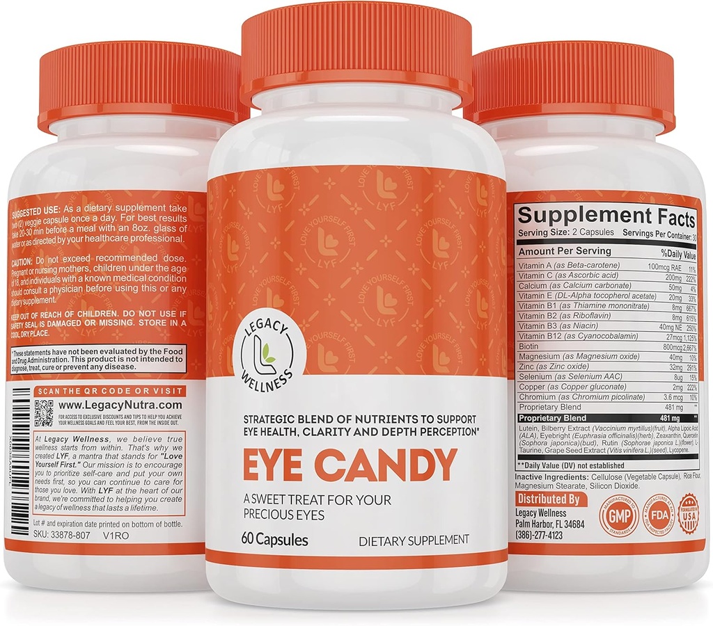 Lutein, Zeaxanthin, Kalsium, Biotin, Copper, Çinko Pills + Aging Yetişkin + Göz Straindən çox Ekran Vaxt, Dry Eye Supplements