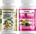 Solucións de benestar óptimas: apoio á menopausa a base de plantas e Ginseng + Ginkgo Biloba Energy & Brain Focus Booster para homes e mulleres