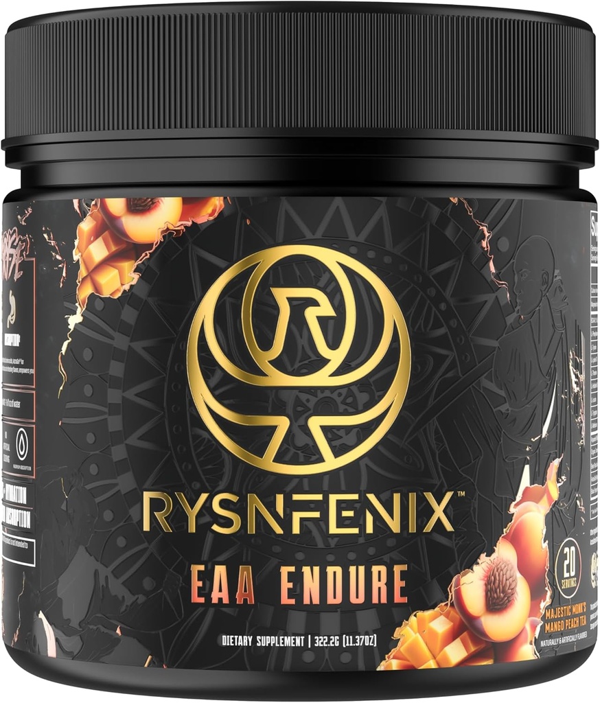 EAA Endure - 11g EAA + BCAA mit Astragin & Schwarz Pfeffer Extrakt für verbesserte Aminosäure Absorption & Aquamin Elektrolyte für Hydration | 25 Portionen (Mango Peach Tea)