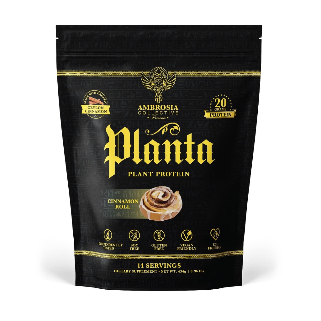 Ambrosia Plant Based Protein Powder 20g | Clean Vegan Pea Protein Powder | Gluten & Dairy Free, Keto Friendly, No Added Sugar | 14 Servings | Cinnamon Roll