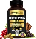 Earth Elixir 4-in-1 Berberine Supplement – organski Berberine s Ceylon Cinamon, CoQ10 Ubikinol, in Resveratrol Powder – Metabolic & Celularna energijska podpora, 180 Veganske kapsule