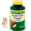 Apple Cider Vinegar 450mg. Spring Valley Apple Cider Vinegar Capsules 450 mg 100 Count, Non-GMO, Gluten Free Supplement Bundle with Luall's 45 Diabetes Decoded