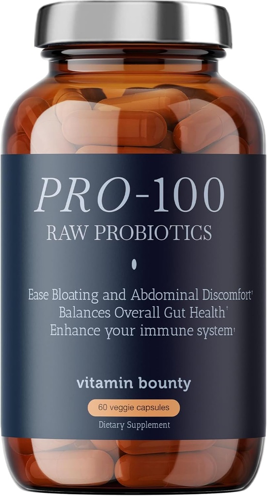 Vitamin Bounty Pro-100 Probiotic 100 Billion CFU - 13 Strains for Digestive Health & Immune Support - High Potency Probiotics for Women & Men - Delayed Release Capsules for Gut Health - 60 Count