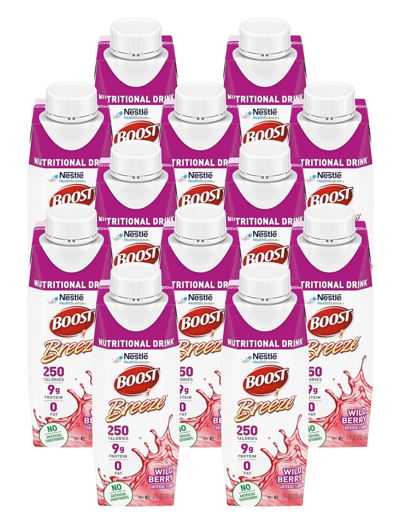 Boost Breeze Nutricional Bebida Wildberry, 8 Fl Oz (Pacote de 12)