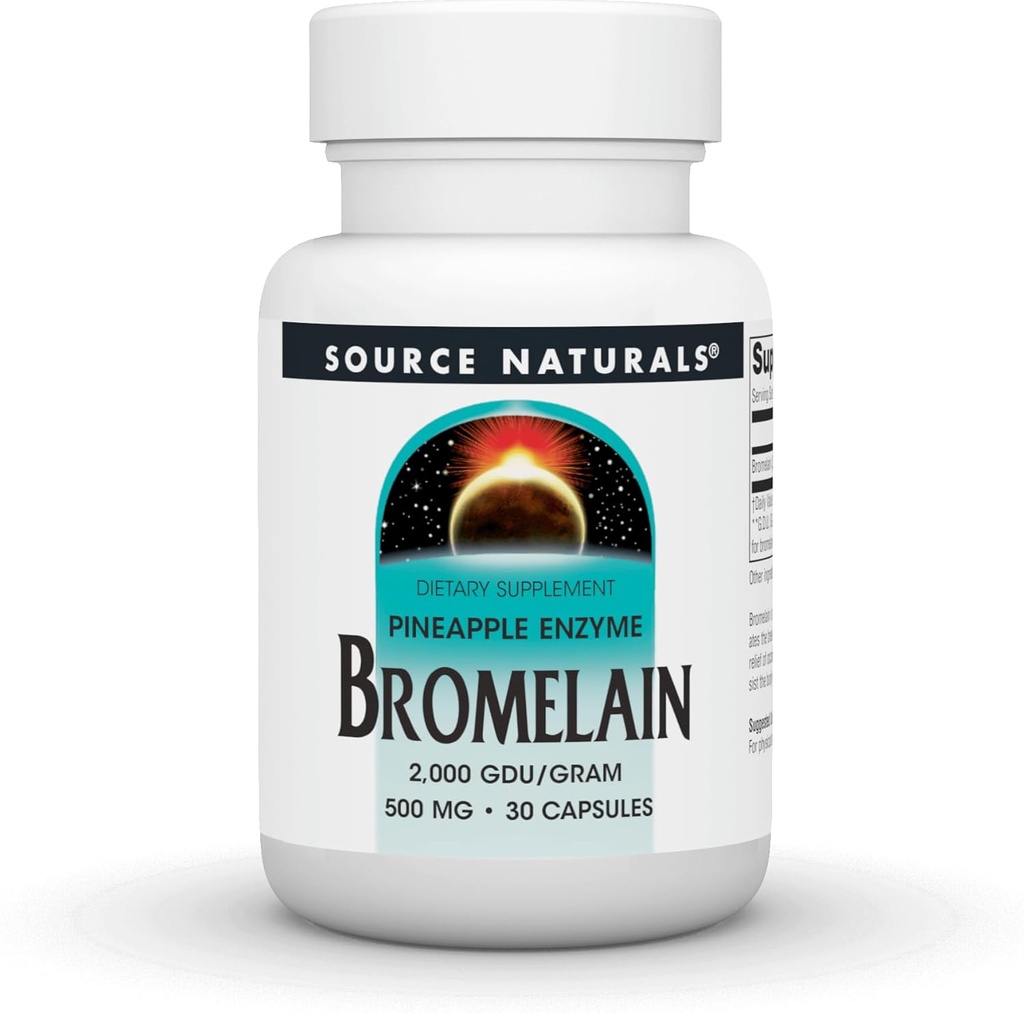Source Naturals Ananas Enzyme Bromelain - 2.000 GDU / GRAM - 500 mg - 30 kapsler