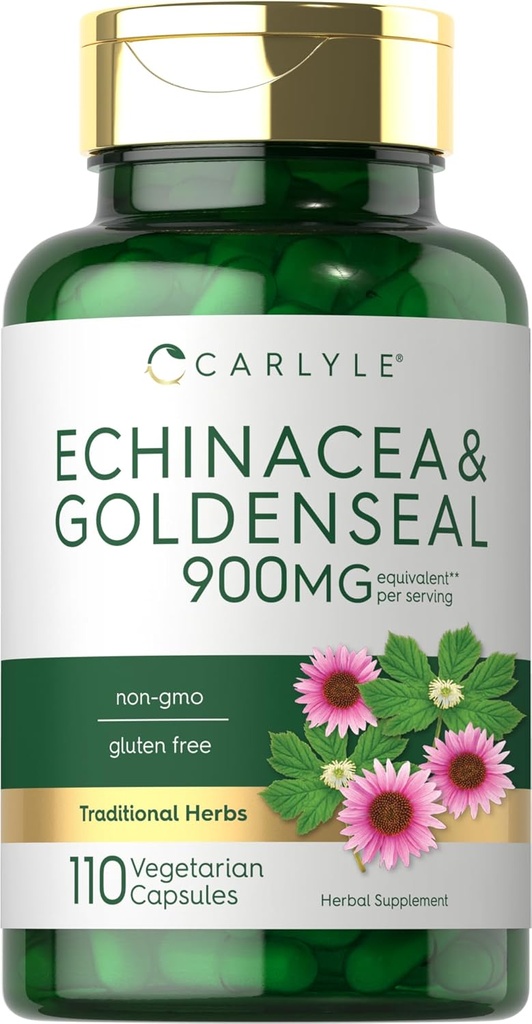 Carlyle Echinacea Goldenseal Capsules - 110 count | 900mg- Vegetarian, Non-GMO, Gluten Free
