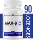להפסיק Aging Now - MAX-B12 Lozenges 1000 MCG - ויטמין B12 1000mcg - תמיכה כספית, אנרגיה טבעית ותמיכה במוח - תומך בתקנה הקלה בלחץ - סיוע בשינה טבעי - 90 Lozenges