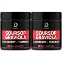 DEDICAD Graviola Soursop Leaves Capsules - 2 Packs 50 Capsules for 100-Day Supply - 11in1 Extract with Elderberry, Turmeric, Ginger, Milk Thistle, Cranberry & More - Support Mood, Immune & Body Health