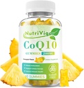 CoQ10 Gummys,Coenzyme Q10 补充200 mg,高吸收 CoQ10 细胞能和免疫健康补充,Vegan,Gluten Free,Pineapple Flavor, 60 Counter