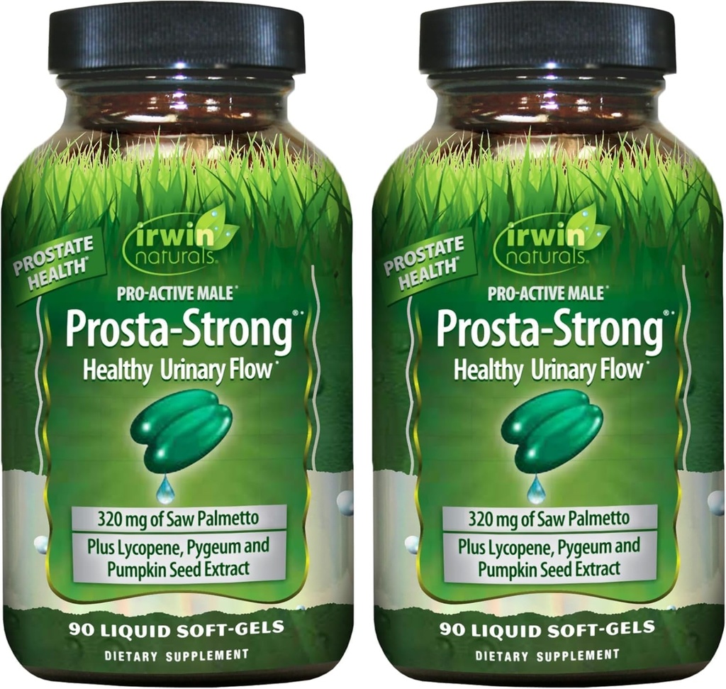 Irwin Naturals Prosta-Strong - Prostata-Gesundheitsunterstützung mit Saw Palmetto, Lycopin, Kürbis Seed & More - 90 Liquid Softgels (Pack von 2)