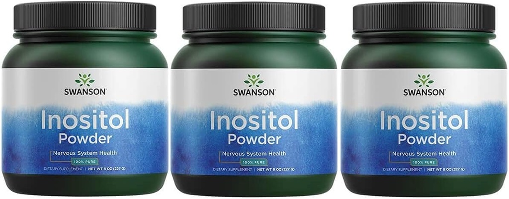 Swanson 100% Pure Inositol Powder - Natural Supplement promoting Focus & Relaxation - Nerbio eta Cellular euskarria - (8oz) 3 Pack