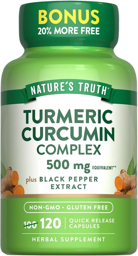 Nature 's Truth Turmeric Curcumin Complex 500 mg Plus Black Pepper kivonat, 12... - Vásárlás csomagok és mentés (2-es csomag)