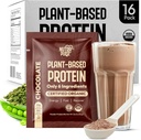 Powder Sample Vegan Organik Powder - Pasca-Based Protein, Gluten- Free, Non GMO, 20g Protein Per Serving, Hebat untuk Smoothies & Shakes (Coklat, Paket 16)