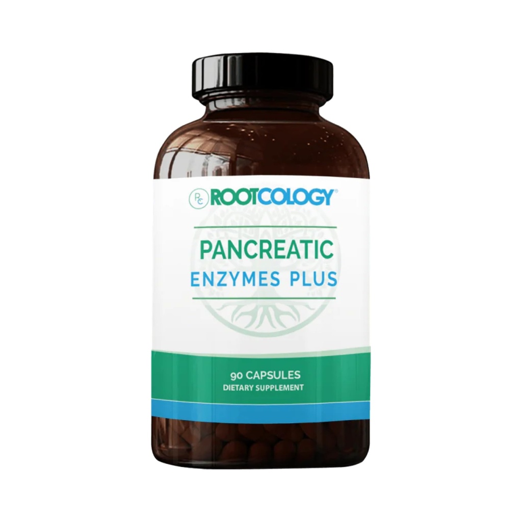 Rootcology by Dr. Izabella Wentz | Pancreatic Enzymes Plus | Enteric Coated Lipase, Protease & Amylase Blend with Bromelain | 90 Capsules