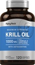 Piping Rock Krill Öl 1000mg Softgels | 120 Count | Omega 3, EPA DHA Ergänzung | mit Astaxanthin | Maximale Stärke |Non-GMO, Glutenfrei