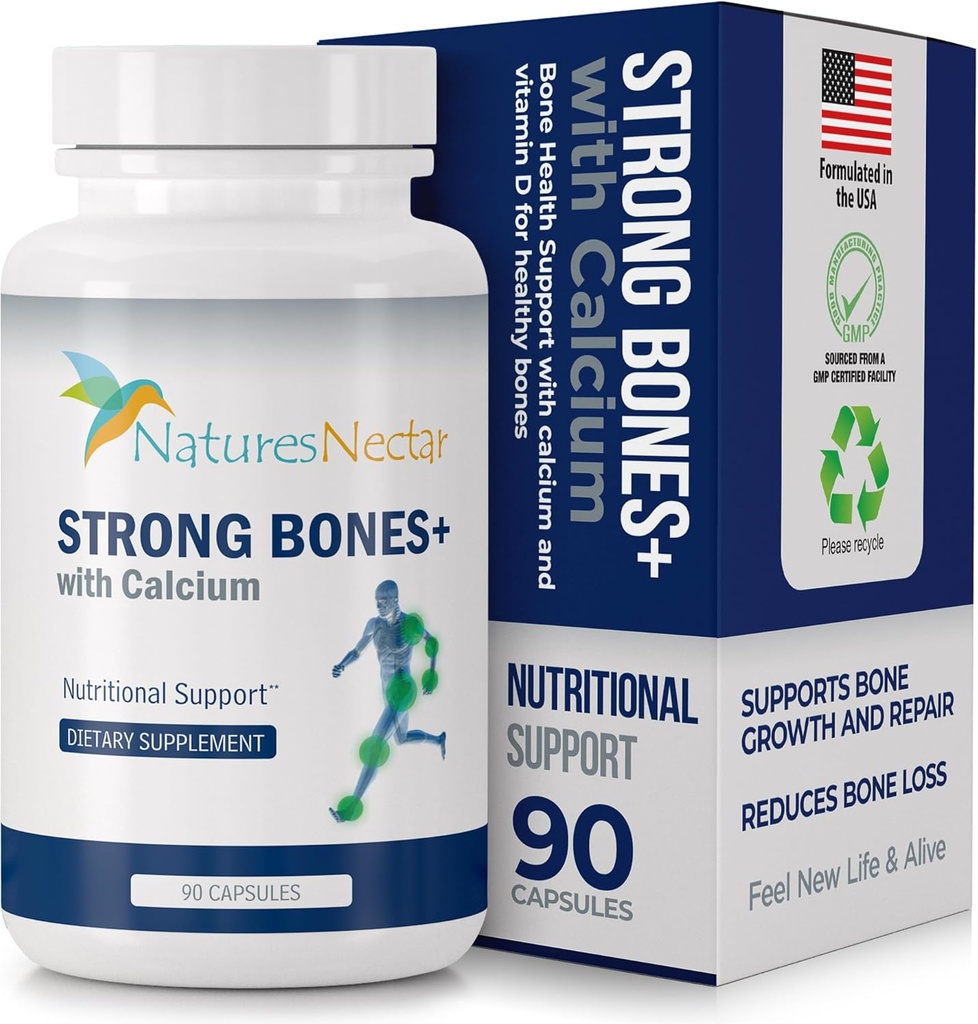 Il Nectar Bone & Integratori Congiunti per Uomini & Donne – Supporta la Salute, la Forza e la Crescita di Bone con il Calcio, la Vitamina D, il Magnesio e lo Strontium – Formula Bone Builder per l'assorbimento massimo –90 Caps