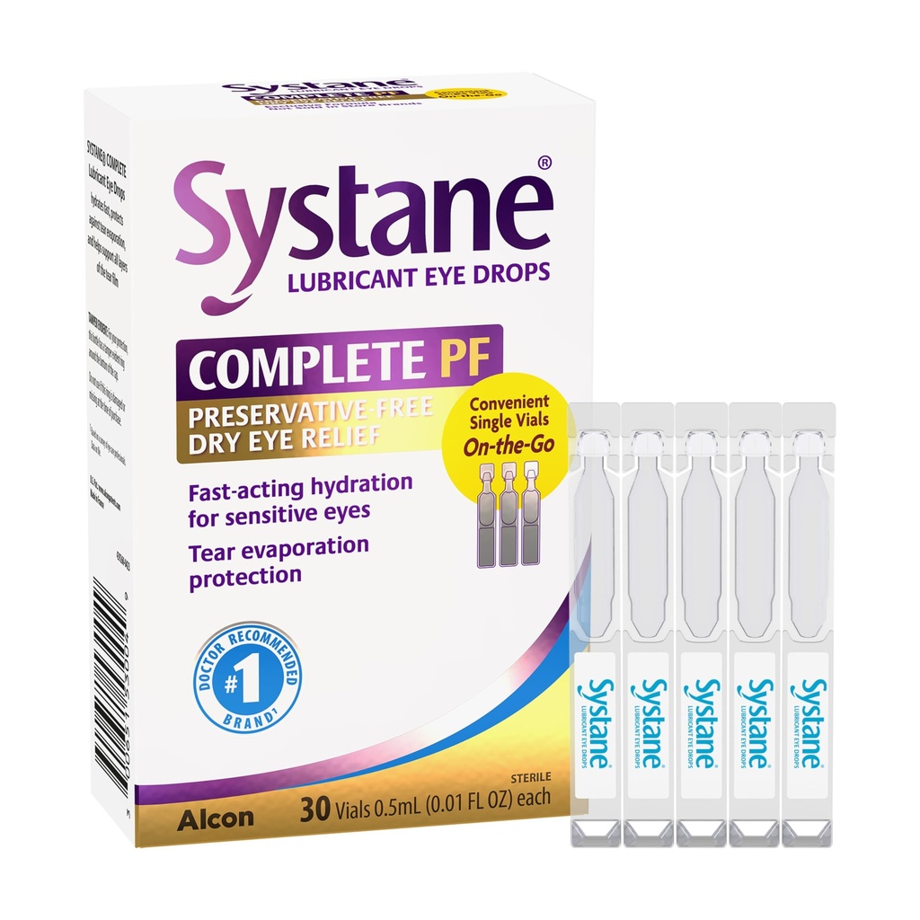 Systane Complete Preservative Free Dry Eye Drops, 30 Ct Single Use Vials