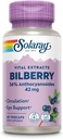 SOLARAY Bilberry Berry Extract 42 mg, Eye Health & Circulation Support, with 36% Anthocyanosides, Vegan, 60 VegCaps
