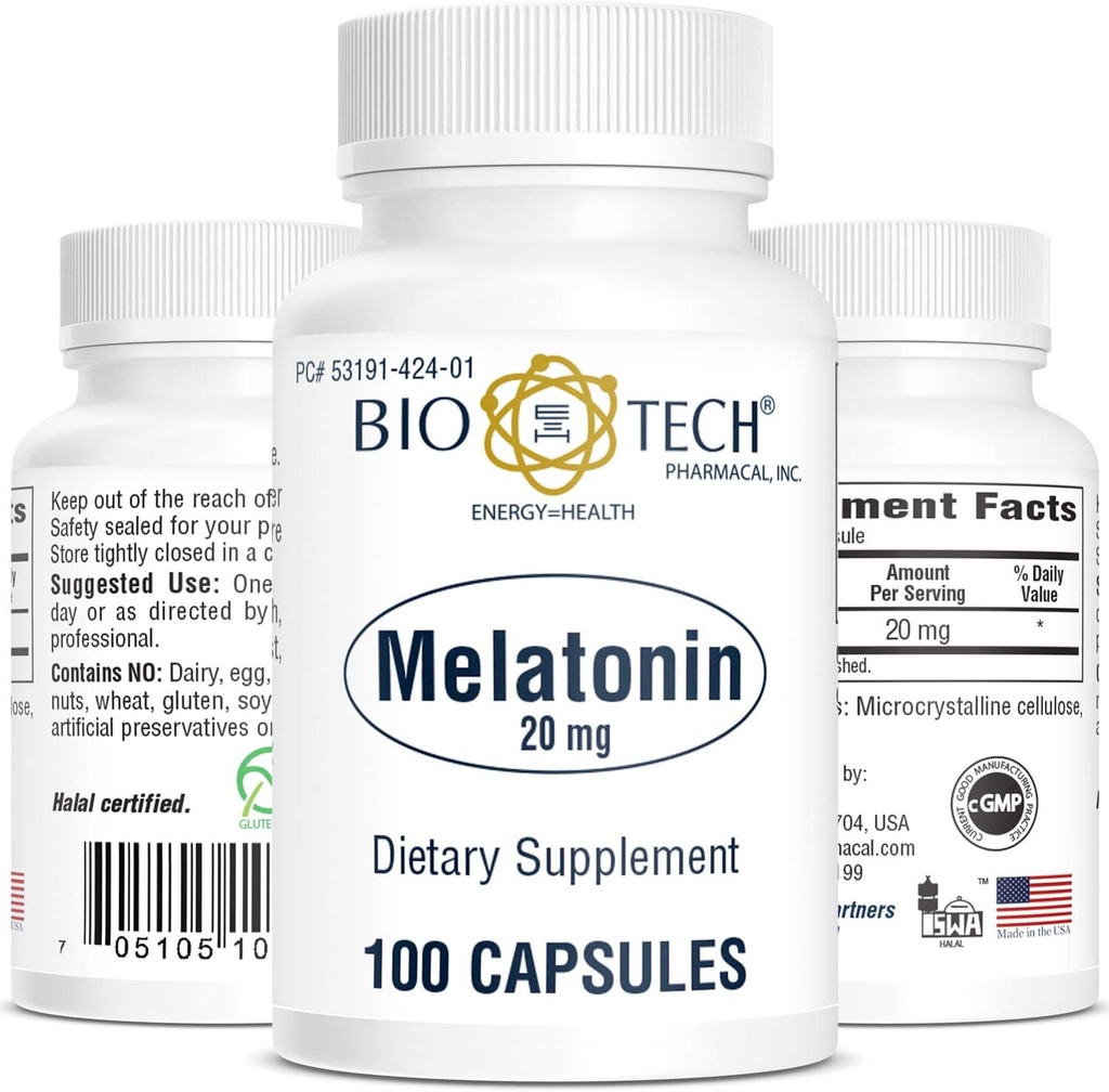 Bio-Tech Melatonina farmaceutica (20 mg, 100 capsule)