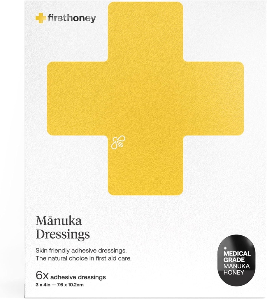 Első Honey Manuka Honey Adhezive Bandages 6 Package 124; Latex Free, Antibiotic Free Wound Dression