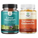 Bundle of Liver Cleanse Detox & Repair - Silymarin Milk Thistle with Dandelion Root Choline Beetroot Artichoke Extract and Turmeric Curcumin Gummies with Black Pepper Curcumin Powder for Joint Support