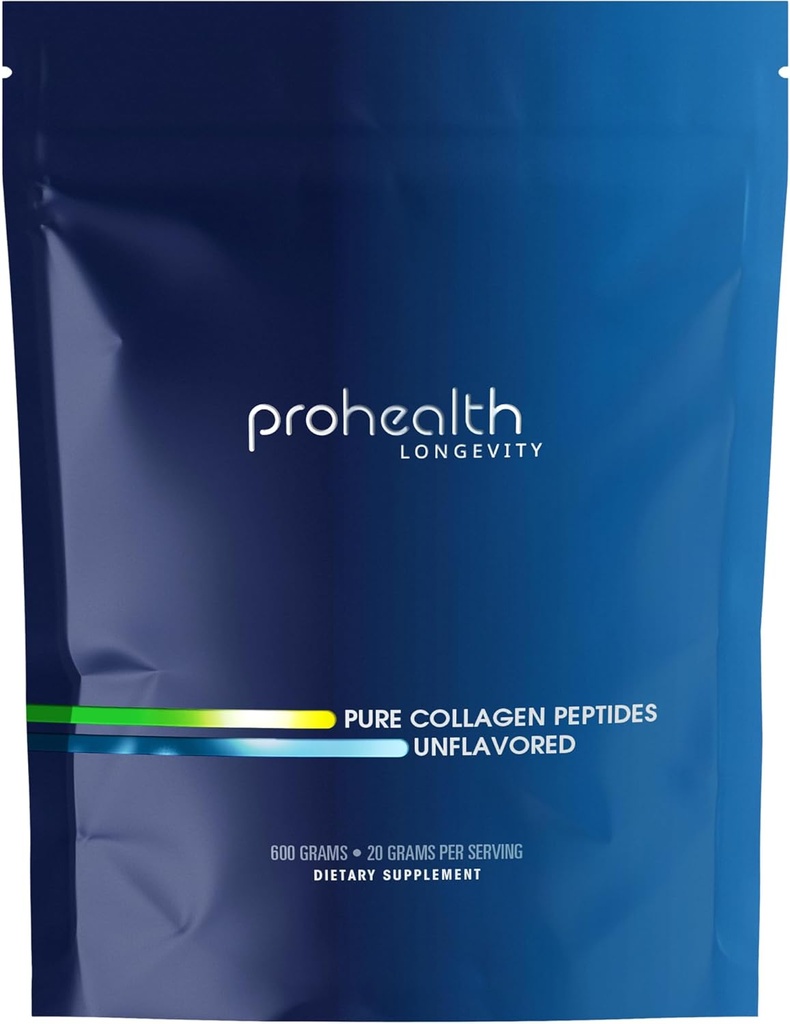 ProHealth Puro Colágeno Peptides Pó, 600 Grams Suporta cabelo, unhas, pele, osso, saúde conjunta, e Longevidade