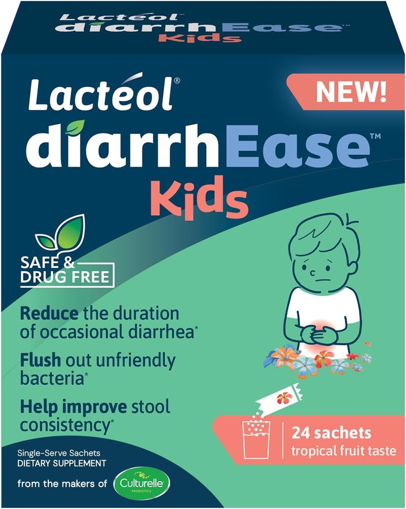 diarrhEase Kids - a Safe, Drug Free and clinically Tested postbiotic Strain That Shortens The Duration of Occasional Diarrhea- Works Naturally with Your Child’s Body, 24 Count