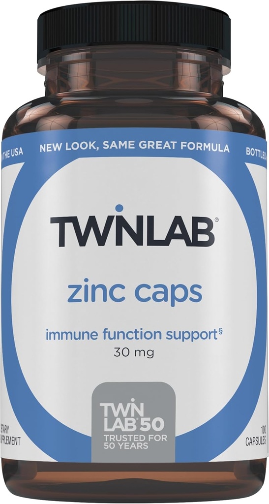 Twinlab Zinc Caps - Иммунная поддержка, метаболизм, уход за кожей, 100 капсул
