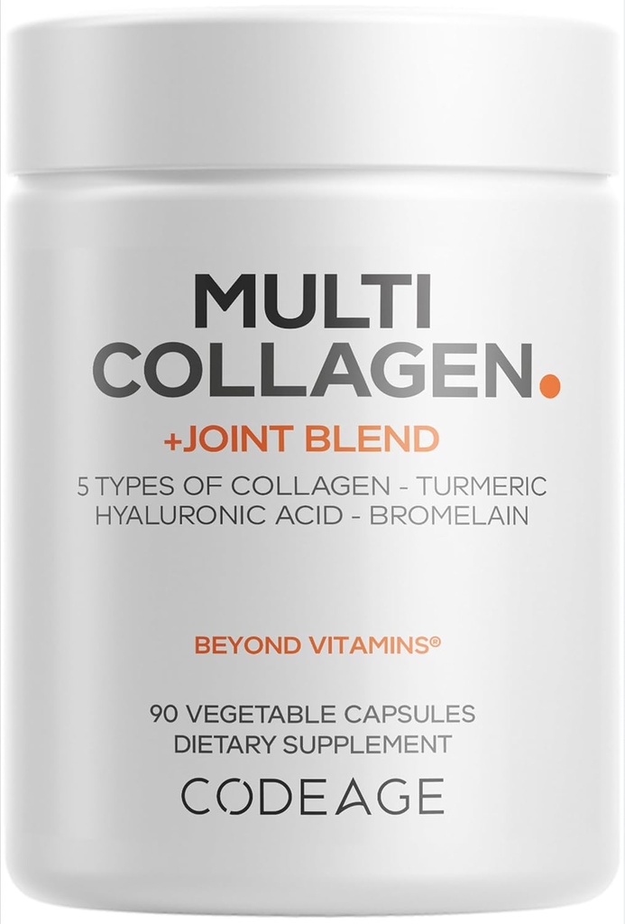 Codeage Multi Colgen Protein + hỗn hợp chung, Hyluronic acid, Bromelin, Turmeric, Ginger, Boswellia, Astaxanthin - Hydrolyn Colgen - 5 Kiểu Colgen - Non-GMO - 90 Capsules