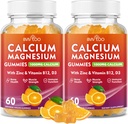 2 Pack Calcium Gummies 1000mg D3 K2 & B Complex bitaminarekin, Potasio, Calcium Magnesium Zinc Gummies Hezur, Muscle, Mood eta Immunity - Orange Flavor 120 Gummies
