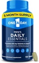 One A Day Men's Multivitamin Daily Essentials, Multivitamin for Men Tablet, תומך בתפקוד שרירים בריא, אנרגיה גופנית ובריאות החיסון עם ויטמין B12, ויטמין C ו- Zinc, 150
