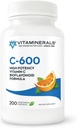 VitamineeralsTM Vitamine C-600® Antioxydant Soutien 600 mg Vitamine C, avec Bioflavanoïdes - 200 Caps Veggie
