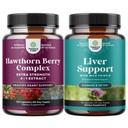 Bundle of High Strength Hawthorn Berry Capsules - Pure Antioxidant Hawthorn Berry with Leaf & Flower Extract and Liver Cleanse Detox & Repair - Milk Thistle Supplement for Digestion & Immune Health