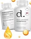Immune Defense Supplements Вітамін D3 K2 2000IU для здоров'я серця, Щоденний імунітет, Чоловіча Clarity, & Функція м'язів - 100 Chewable таблетки