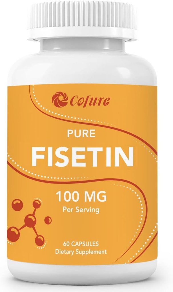 Fisetin Supplements, 100mg looduslik bioaktiivne Flavonoid, Tõeline 98% Puhas, Vananemine Toetus, Mitte-GMO, Gluteenivaba, 60 kapslit, 60 Servings