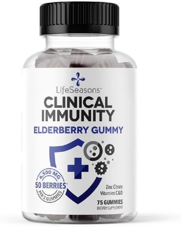 Life Seasons Klinik Immunity - Yaşlılıq Gummies - Sağlamlıq İmmune Sistemini dəstəkləyir - Gummy - Maltodextrin-Free - Vitamin C, Vitamin D3, sink & Yaşlılıq özü - 75 Gummies